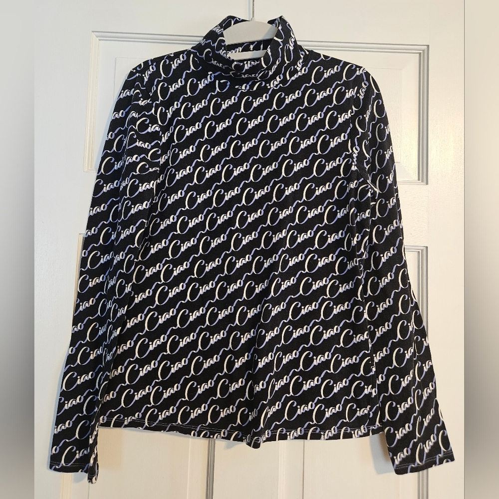 Maeve Graphic Purple Mandarin Collar Blouse